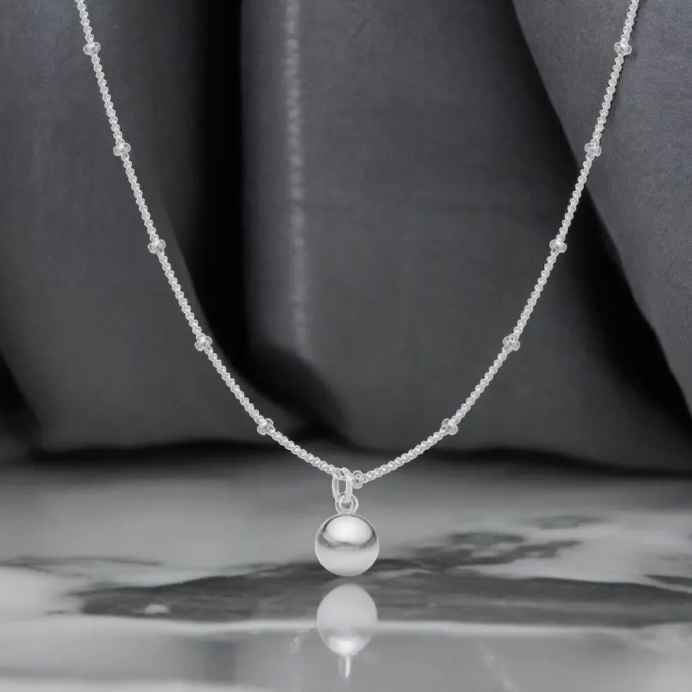 NEW 18K white gold plated beaded chain ball necklace jewelry gift B16A